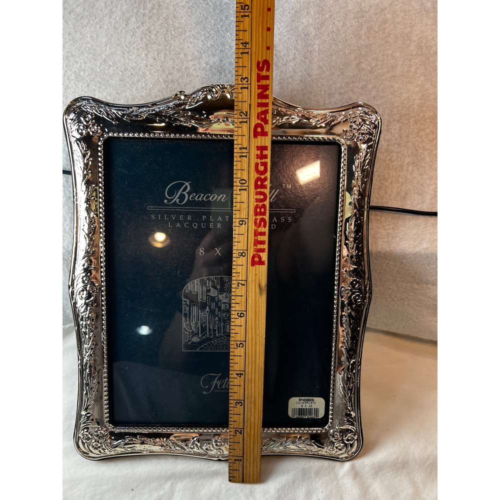 Fetco Beacon Hill Silver Plated Brass 8x10 Picture Frame Ornate Victorian Scroll - Picture 6 of 9